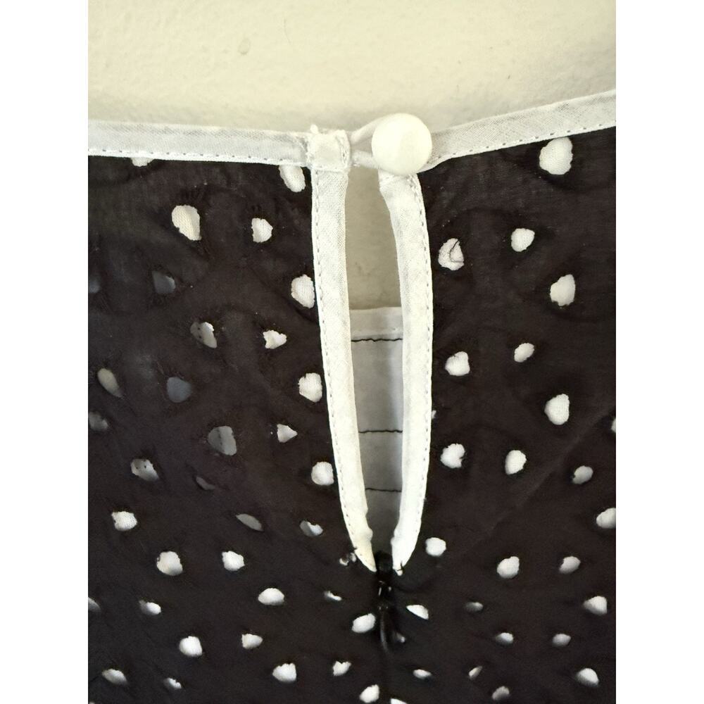 Jax Womens Sleeveless Eyelet Dress Size 16 Ric Rac Lines Black White Cocktail - Picture 6 of 10